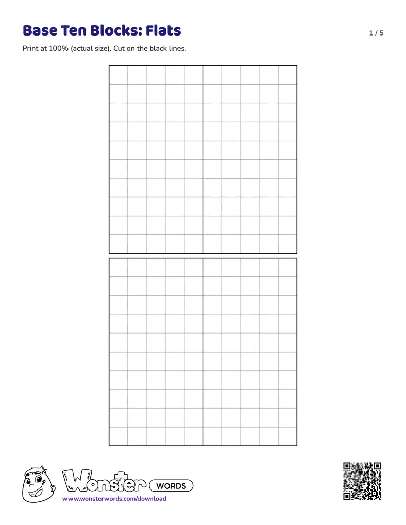 Page 1 of the Base Ten Blocks worksheet (5 pages): 370 pieces