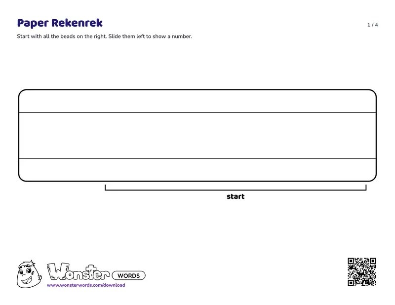 Page 1 of the Paper Rekenrek worksheet (4 pages): 40 beads to cut out